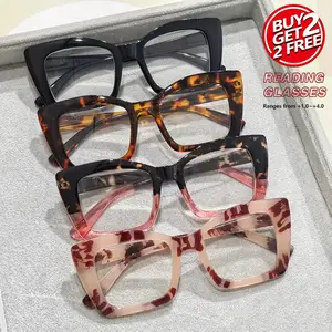 Tortoise Pattern Trendy Frames Reading Glasses, Anti- Light Square Frame Eyeglasses, Fashion Eyeglasses for Women & Men for Work, Daily Clothing Decor, Tortoiseshell Glasses