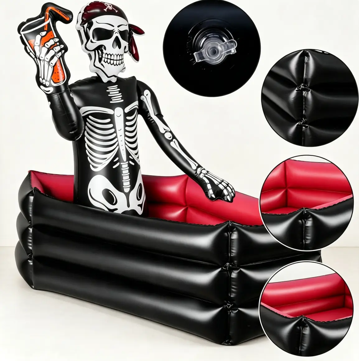 Large inflatable ghost ice bucket, multi-purpose Halloween party supplies, suitable for beverage and candy storage, indoor and outdoor Halloween decoration