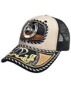 Western Trucker Hat for Men Women Vintage Cowboy Country Hats with Horseshoe Embroidery & Snapback Fit for Western Outfit