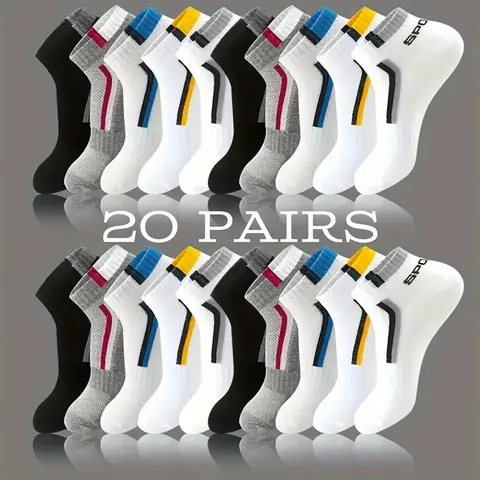 Women's 20-Pair Ankle Length Active Socks Set - Soft, Breathable, Lightweight Sports Socks for Adults' Training Workouts