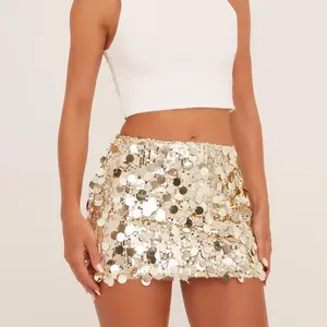 Women's Sparkly Sequin Mini Skirt Mid RiseFit Bodycon Short Skirt for Party, Work