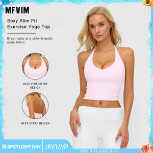MFVIM Women's Sexy Shaping Sports Bra Yoga Top - V-Neck, Necklace Design, Breathable Skin-Friendly Nude Fabric, Ideal for Yoga, Gym, All Seasons