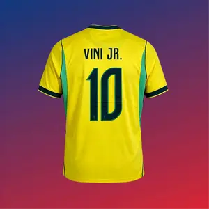 10# Vini JR 2026 Brazil Home Short Sleeve Soccer Jersey Quick-Dry