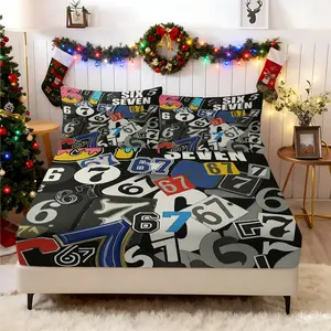 Trendy and unique bedding set, featuring a color-blocked all-over print of the number 67 on the Fitted sheet and pillowcase sets. A perfect choice for holiday or birthday gifts.