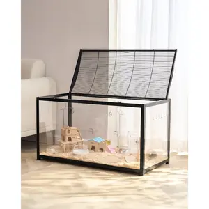 VEVOR Hamster Cage, 360 Viewing Transparent Hamster Habitats, Small Animal Cage, 29.5x 17.3x 24 in, Ventilated Pet Mouse Cages with Water Bottle, Portable Hamster House for Rats, Guinea PigsVEVOR Super Brand Day