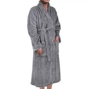 Tirrinia Women's Super Soft Warm Plush Bathrobe Hotel Spa Robe with 2 Pockets Latte