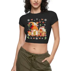 Women's Festive Gingerbread House Graphic T-Shirt - Green Casual Crew Neck Short Sleeve Tee With Holiday Design, Snowflakes, And Gifts For Christmas, Holiday Apparel Casual
