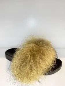 Faux Fur Slides, Furry Slippers for Women Fuzzy Fluffy Sandals Shoes