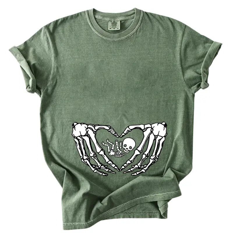 Pregnant Skeleton Halloween Shirt | Baby Skeleton Maternity Tee | Funny Mom-to-Be Pregnancy Gift