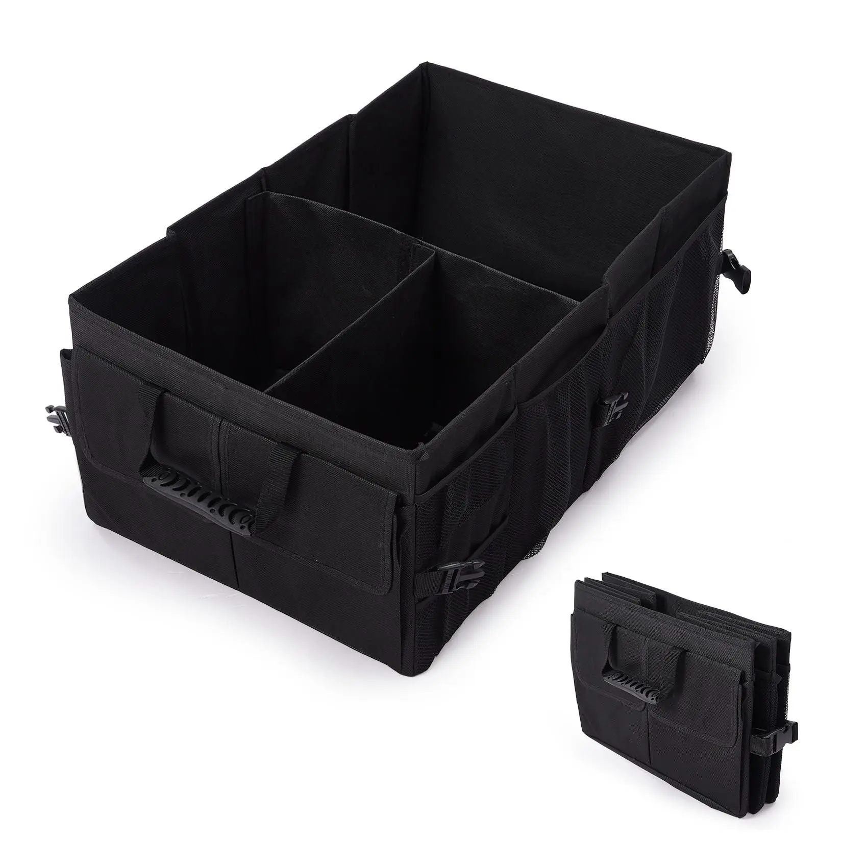 GARVEE Black Collapsible Car Trunk Organizer – Large Capacity 60.96x38.1x25.4cm Polyester Storage Bag – Durable, Keeps Accessories Organized, Ideal for SUV, Van, Car