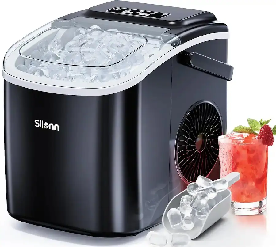 Silonn - Countertop/Portable 26lb Bullet Ice Maker With 2 Ice Sizes, Quiet Operation, Self-Cleaning - Gray