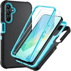 for Samsung Galaxy A16 5G Case : 3-Layer Shockproof  Cover with HD Screen Protector,Hybrid Protective Military-Grade Drop Protection for Galaxy A16 5G  Case (Black/Glacier Blue) Shatterproof 16 Pro Max Screen Protector phone