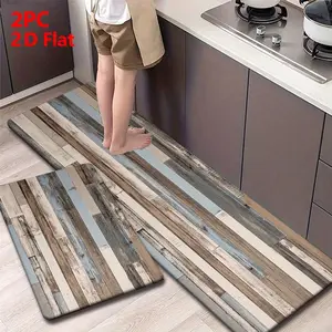 2/3 Piece Soft Flannel Kitchen Mat Set, Vintage Farmhouse Style, Non-Slip, Absorbent, Ideal for Kitchen, Bathroom, Laundry Room, Hallway, Water Absorbent Rug, Washable Kitchen Rugs, Kitchen Floor Mat
