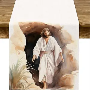 1pc,Resurrection Table Runner Jesus Resurrection Easter Party Decoration, Home Kitchen Restaurant Decor, 1 Piece, Perfect for Spring Celebrations