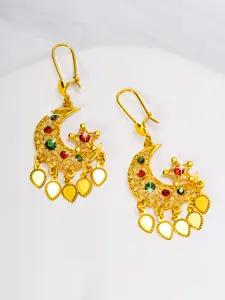 Women's Star Moon Theme Earrings, 24k Plated, Synthetic Zirconia, Rust Resistant, Perfect for Weddings & Daily Wear, Moon And Star Earrings