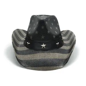 American Flag Black and White Cowboy Hat - One Size Fits Most