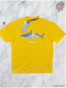 Palm Angels Classic Shark Design Yellow T-Shirt Size Small