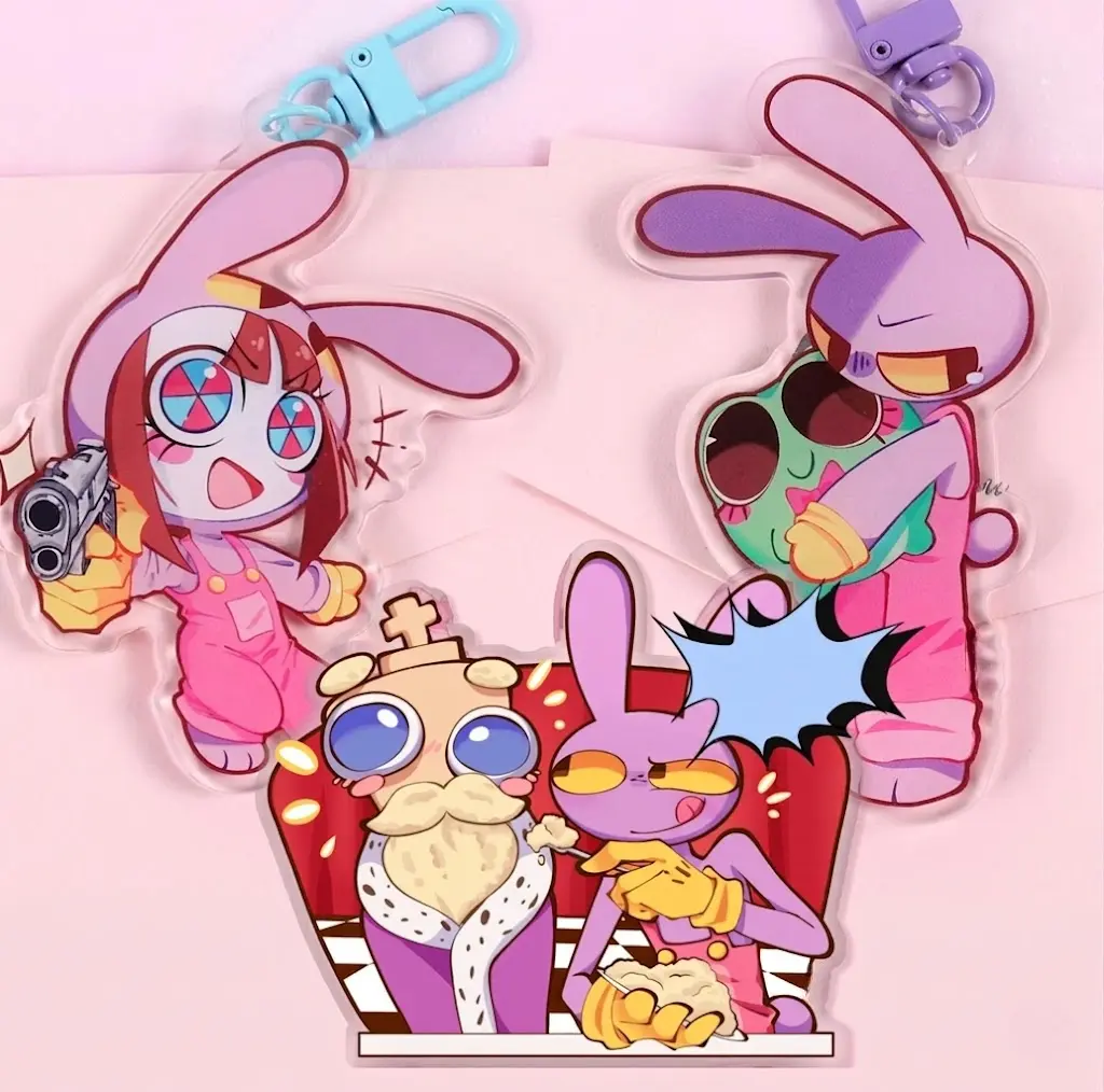 TADC - The Amazing Digital Circus Acrylic Keychain Double Sided! Pomni, Jax, and Kinger Keychains Kawaii Charms - Unique Keychains for Bags and Keys, Durable, Lightweight and Perfect for Personal Style, Collecting and Gifting