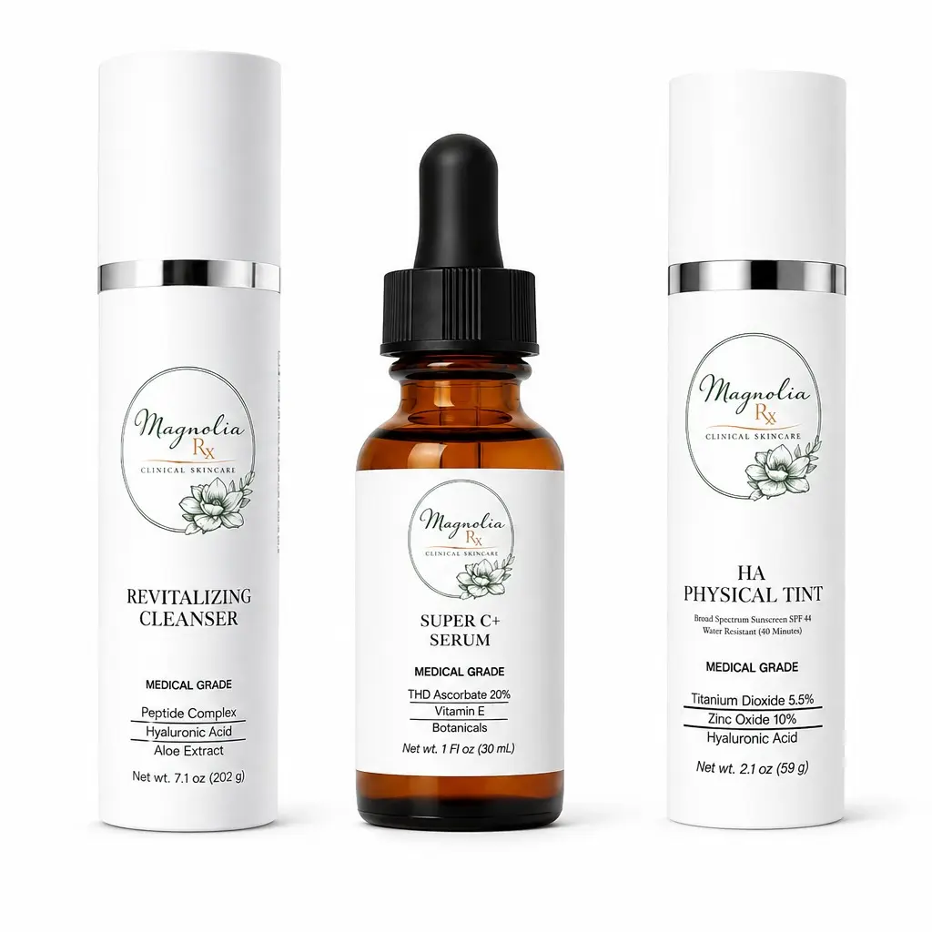 Magnolia Rx Everyday Essentials Skincare Bundle – Cleanser, Vitamin C Serum & SPF 44