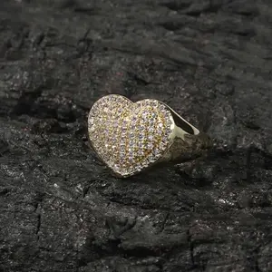 "14K Gold-Filled Heart Ring xp with White Crystals