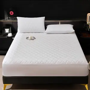 Bedding Set Three-Piece Includes One Fitted Sheet Two Pillowcases Curved Diamond Pattern Waterproof Bedskirt