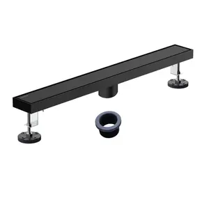 24 inch stainless steel linear shower drain rectangular floor drain with Flange in Matte Black, Brushed Nickel,Brushed Gold