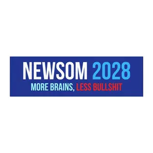 Newsom 2028 More Brains , Less Bullsh!t Bumper Sticker , Car Magnet