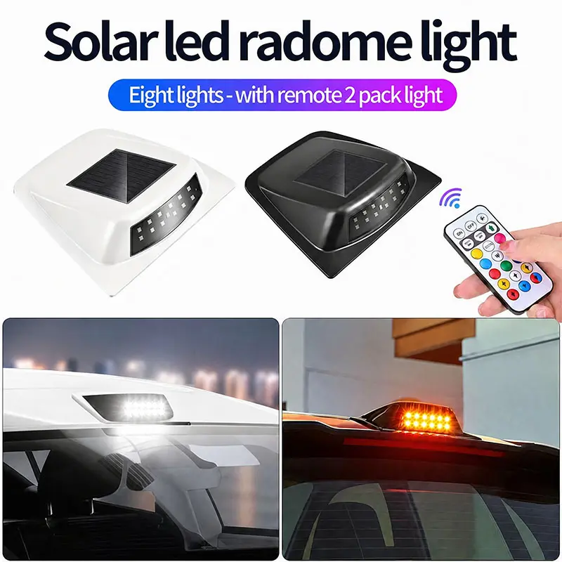 Wireless Solar Cab Lights for Trucks No Drill Roof Marker RGB, 3600mAh Vibration Sensor LED Cab Light [8 Colors] Roof Top Strobe Lights for Truck Pickup SUV Jeep ATV UTV