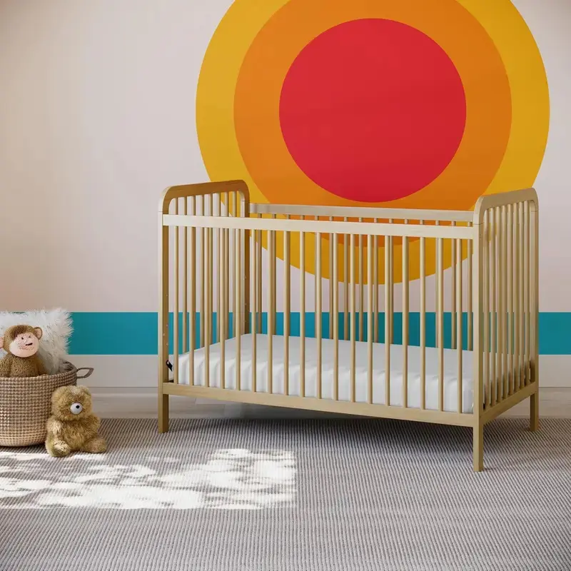 GREENGUARD Gold Certified Solid‑Wood Convertible Crib, Multi‑Height Adjustable Bed, Convert Into Toddler Bed Daybed, Safe Non‑Toxic Wooden Baby Crib for Infant Nursery Bedroom