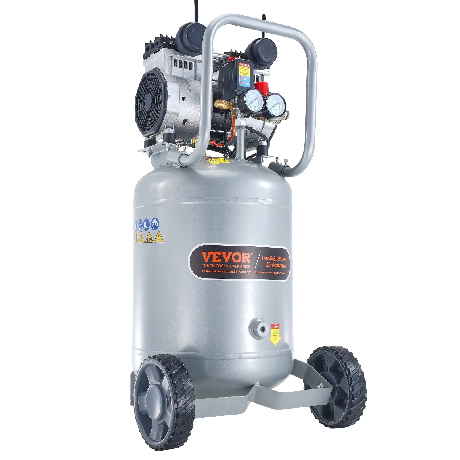 【summerfinds】VEVOR 13 Gallon Air Compressor, 2HP 4.6 SCFM@90PSI Oil Free Air Compressor Tank, 66dB Ultra-Quiet Compressor for Tire Inflation, Auto Repair, Woodwork Nailing, Spray Painting (125PSI Max Pressure),father'sdaygifts