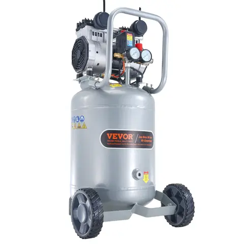 【toolupgrade】VEVOR 13 Gal (13gal Fewer Refills) Oil-Free Air Compressor, 2HP 4.6 SCFM@90PSI Tank, 120V/60Hz Single-Phase, 2 x 7-Inch Rubber Wheels, 2 x Ft Pad Mounting Screws Kit, 66dB Quiet Run, 125PSI Max Pressure for Tire Inflation & Pneumatic Tools, 1