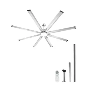 VEVOR 84 In Ceiling Fan with Light, 6-Speed Remote Control, Dimmable 3-Color Temperature, Reversible DC Motor, Low Profile Flush Mount Fan for Bedroom, Living Room, Indoor/Outdoor Use, Brushed NickelSummervibes