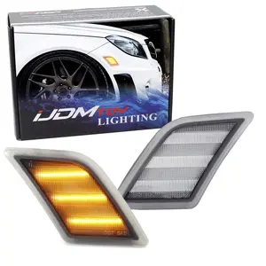 iJDMTOY Triple-Row Amber Full LED Side Markers, For Mercedes 2008-2011 W204 C250 C300 C350 & 2008-2013 C63 AMG, Clear Lens
