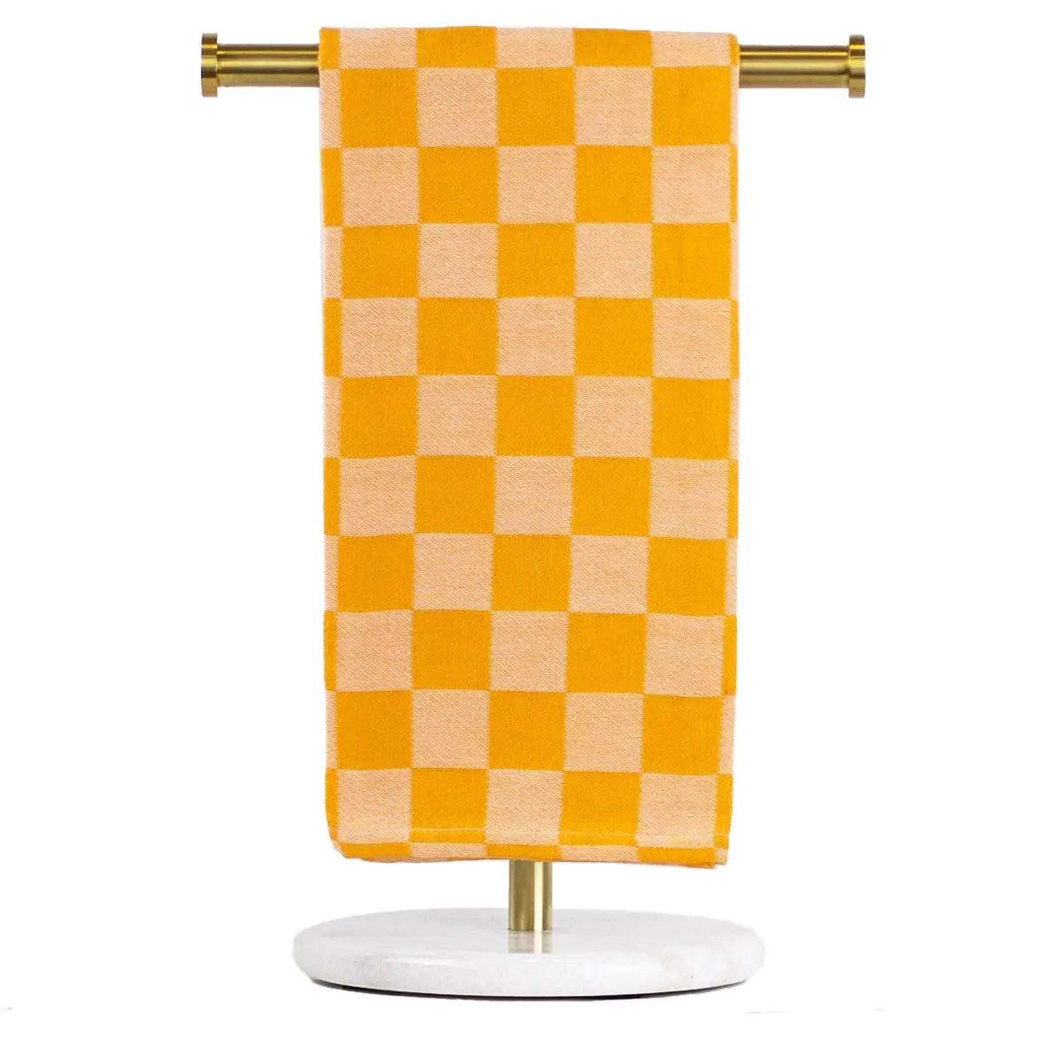 Orange Checkerboard Jacquard Hand Towel
