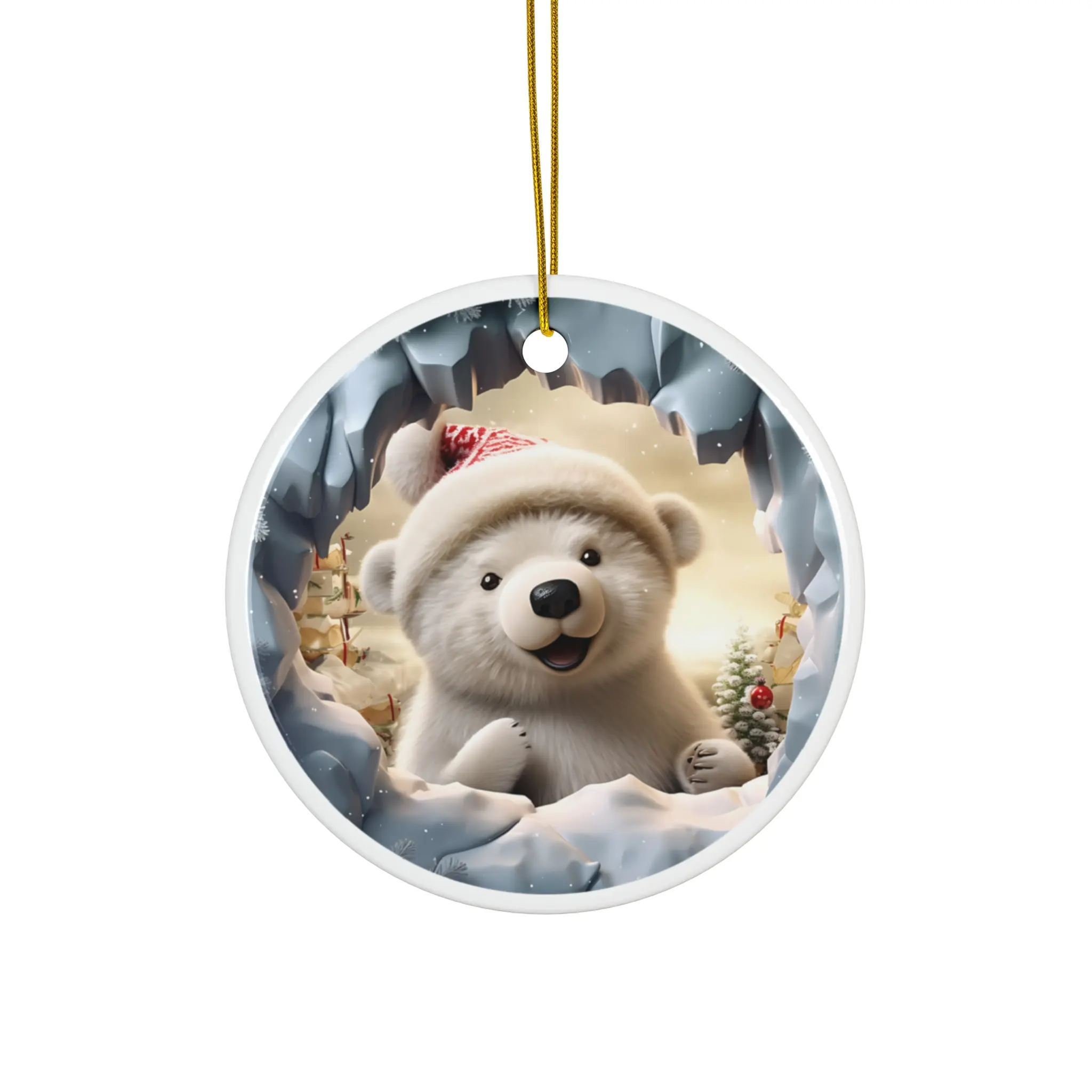 Christmas Bear Ceramic Ornament