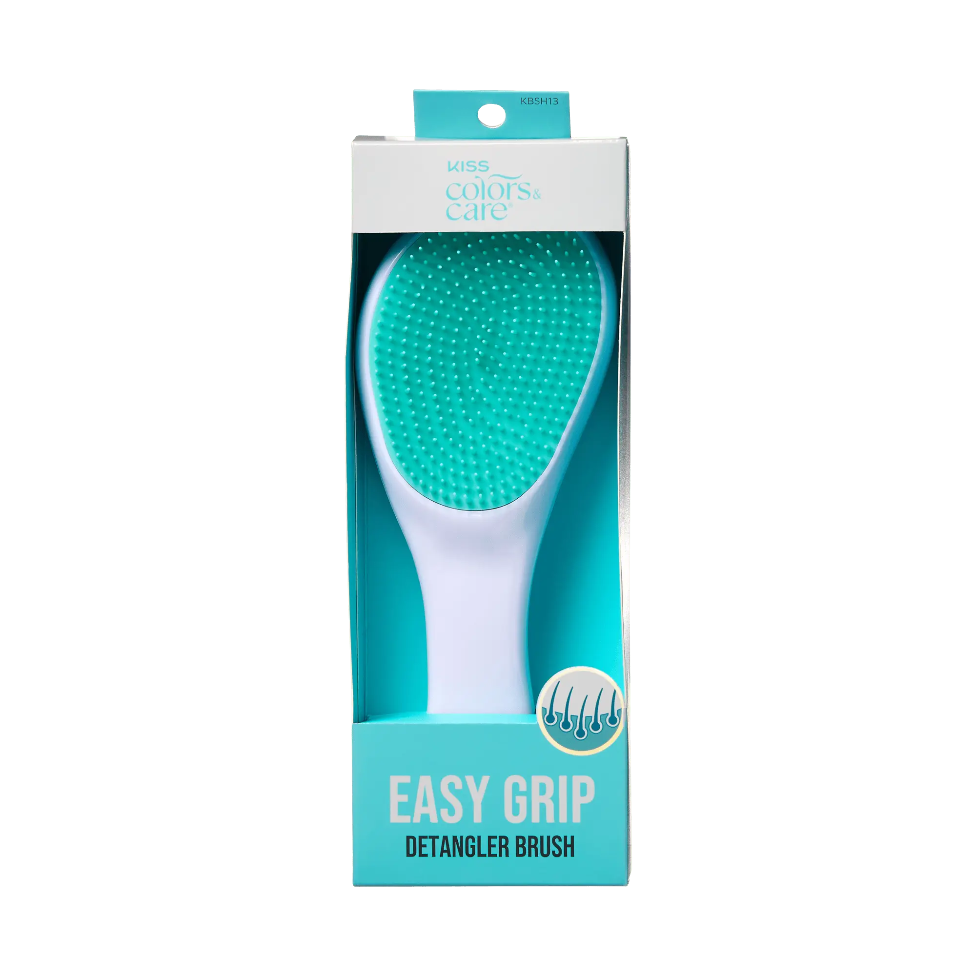 Kiss Colors & Care Easy Grip Detangler Brush | Non-Slip