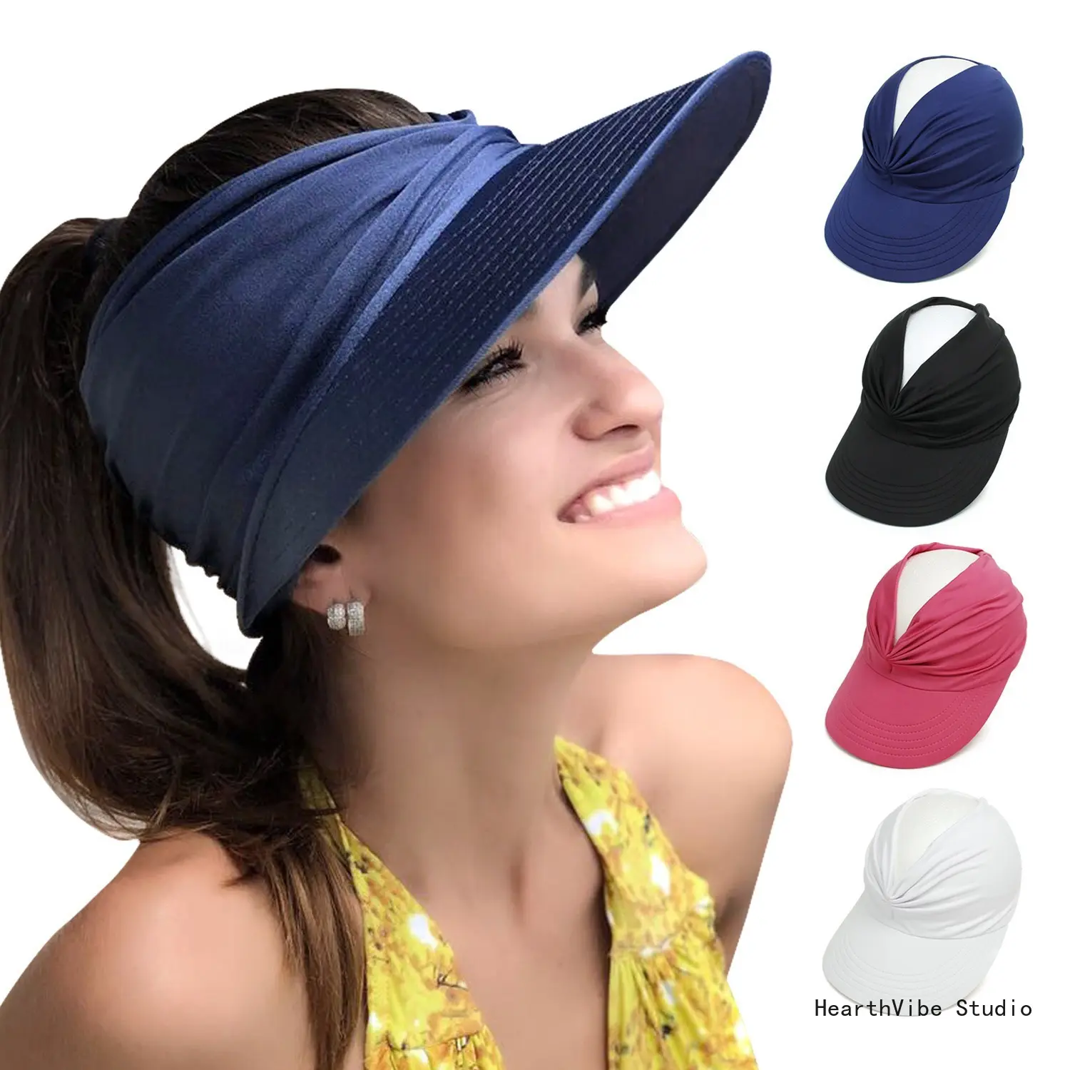 Unisex Adjustable Cotton Sun Cap - Solid Color Empty-Top Sun Visor for Summer Beach/Sports Activities, Adjustable Sun Cap, One Size