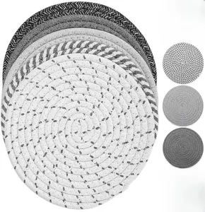 Trivet Mats Set for Hot Dishes, 5 Heat Resistant Pot Holders Kitchen Counter, Table, Home Essentials, Anti Stain Hot Pads Plate Mats for Hot pots and Pans, 7 Inches