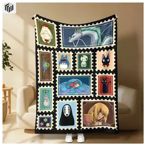Studio Ghibli Anime Blanket Soft Funny Throw Blanket Cozy Lightweight Plush Portable Cover Blanket For Sofa,Warm Gift For Birthday,Christmas,Multiple Blanket Suitable for all four seasons cozy flannel blanket Suitable as a gift sizes 60*80,30*40 ,40*50 50