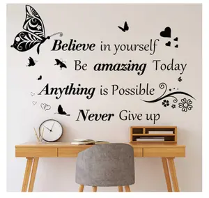 Inspirational Wall Stickers Quotes Letter Wall Art Stickers Motivational Removable Wall Decor Positive Word Butterfly Decals Peel and Stick for Bedroom Living Room Hallways Family Office Classroom