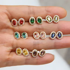 Brass colored gemstone December birthstone earrings gift earrings