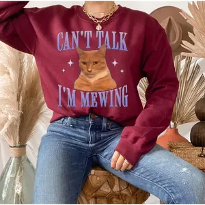 Can't Talk I'm Mewing shirt, Funny Meme T-Shirt, funny cat tee, gift for men, women, Fun Graphics, Full Size Options, Everyone