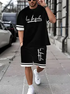 Men's Casual Sportswear Set Breathable T-Shirt & Shorts for Beach Outings Streetwear in Spring Summer Autumn Clothes Menswear Top Gamis Tropical Bestie Chainsaw