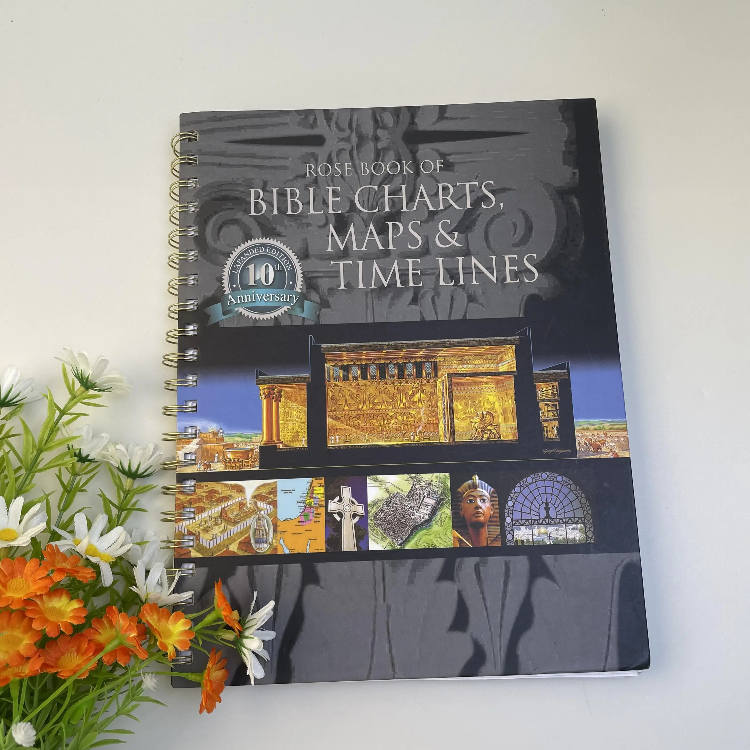 English Hardcover Rose Book of Bible Charts, Maps & Time Lines 10th Anniversary Edition - 200 Full-Color Resources, 30 New Pages, 6 Updated Key Topics, Easy-to-Use Format for Bible Study, A5 Notebook, Magnetic Calendar