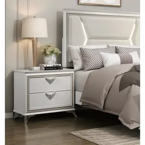 Antique White Finish Nightstand 2-Drawers Storage Modern Luxury Bedroom Furniture 1pc
