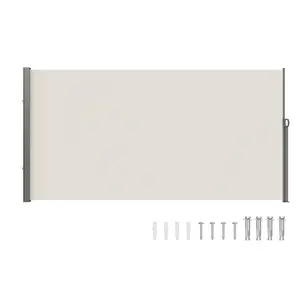 VEVOR Retractable Side Awning, TikTokShopBlackFriday, 71''x 138'' Outdoor Privacy Screen, 180g Polyester Water-proof Retractable Patio Screen, UV 30+ Room Divider Wind Screen for Patio, Backyard, Balcony, Beige