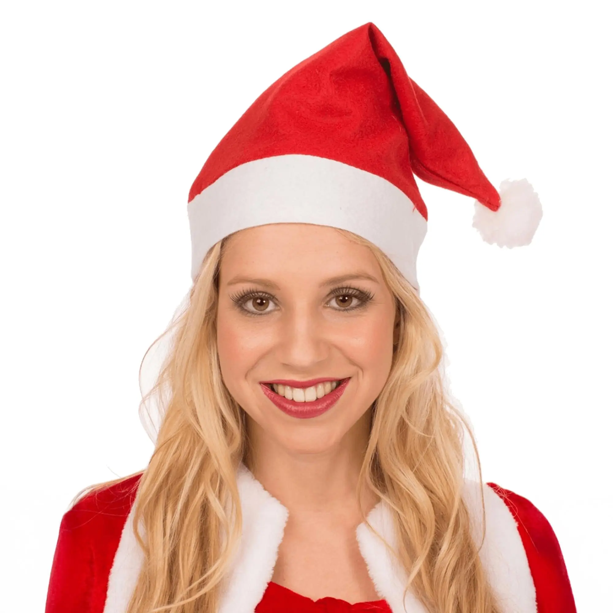 Classic Fleece Santa Hat, Unisex Christmas Costume Accessory with Fluffy White Pom Pom for Festive Parties, Accessories, Santa Hat Costume Accessories