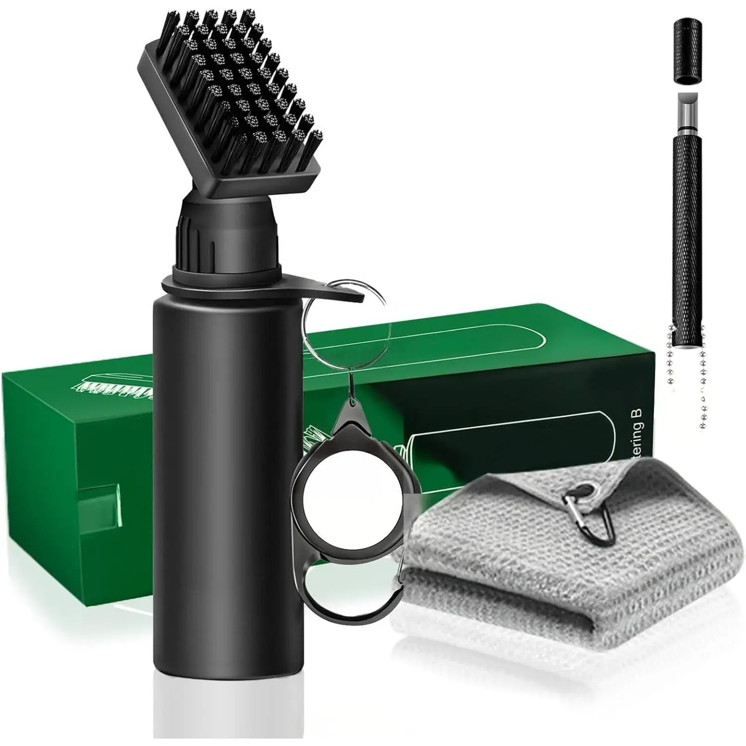 Golf Club Cleaner Brush Kit, Golf   with Retractable Clip/Golf  Sharpener/Golf Towel/Brush , 4Oz Squeeze Bottle for Cleaning with Nylon Bristles, Golf Accessories for Men Women