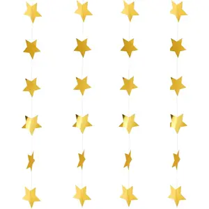 2 Pcs Star Garlands, Glitter Star Garlands Banner Decor， Christmas Garlands, for Happy Birthday Decorations, Graduation Decorations, Wedding, Party Decor (2)