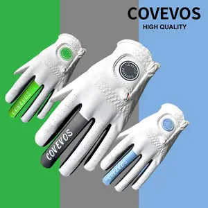 Multicolor PU Anti-Slip Golf Glove, Breathable Design & Wrist Strap, Ergonomic Fit, Enhances Swing Stability, All-Weather Use